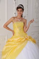 Strapless Beaded A-line Floor Length Daffodil Dress To Quinceanera