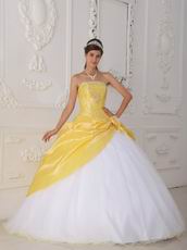 Strapless Beaded A-line Floor Length Daffodil Dress To Quinceanera