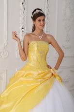 Strapless Beaded A-line Floor Length Daffodil Dress To Quinceanera