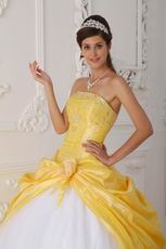 Strapless Beaded A-line Floor Length Daffodil Dress To Quinceanera