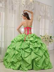 Spring Green Puffy Skirt Best Quinceanera Dress Clearance