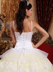 Spaghetti Straps Lace Layers White Quinceanera Dress Pretty