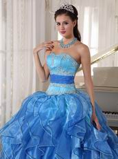 Muliti Blue Organza Fabric Clearance Quince Theme Dresses