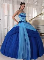 Sky Blue And Dark Blue Quinceanera Dress With Puffy Skirt