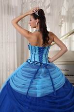 Sky Blue And Dark Blue Quinceanera Dress With Puffy Skirt