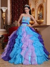 Strapless Colorful Puffy Skirt Custom Made Quinceanera Dress