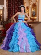 Strapless Colorful Puffy Skirt Custom Made Quinceanera Dress