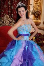 Strapless Colorful Puffy Skirt Custom Made Quinceanera Dress