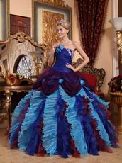 Low Price Color Ruffled Skirt Puffy Floor Length Ball Gown