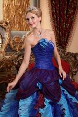 Low Price Color Ruffled Skirt Puffy Floor Length Ball Gown