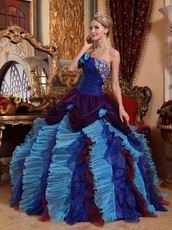 Low Price Color Ruffled Skirt Puffy Floor Length Ball Gown