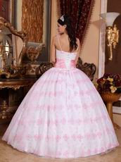 Spaghetti Straps Butterfly Design Baby Pink Quinceanera Dress