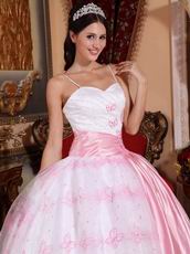 Spaghetti Straps Butterfly Design Baby Pink Quinceanera Dress
