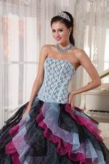 Diagonal Multi-color Layers Skirt Ebay Quinceanera Dress Gowns