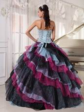 Diagonal Multi-color Layers Skirt Ebay Quinceanera Dress Gowns