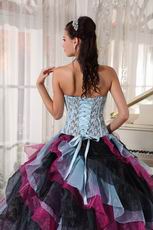 Diagonal Multi-color Layers Skirt Ebay Quinceanera Dress Gowns