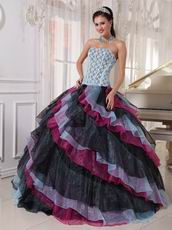 Diagonal Multi-color Layers Skirt Ebay Quinceanera Dress Gowns