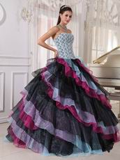 Diagonal Multi-color Layers Skirt Ebay Quinceanera Dress Gowns