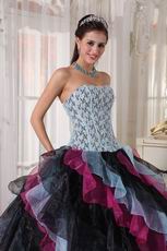 Diagonal Multi-color Layers Skirt Ebay Quinceanera Dress Gowns