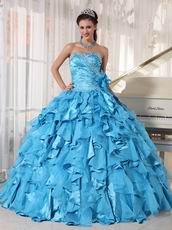 Beautiful Sky Blue Ruffles Skirt Quinceanera Dress Under $250