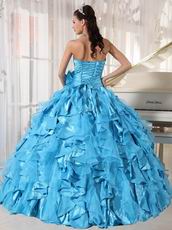 Beautiful Sky Blue Ruffles Skirt Quinceanera Dress Under $250