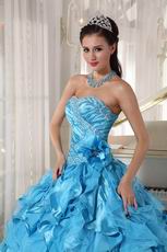 Beautiful Sky Blue Ruffles Skirt Quinceanera Dress Under $250