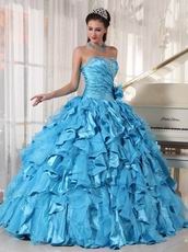 Beautiful Sky Blue Ruffles Skirt Quinceanera Dress Under $250