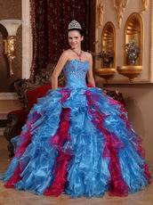 Carmine And Cornflower Blue Allure Quinceanera Dress Ombre