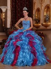 Carmine And Cornflower Blue Allure Quinceanera Dress Ombre