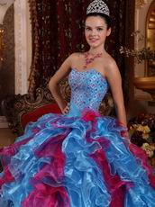 Carmine And Cornflower Blue Allure Quinceanera Dress Ombre