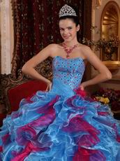 Carmine And Cornflower Blue Allure Quinceanera Dress Ombre