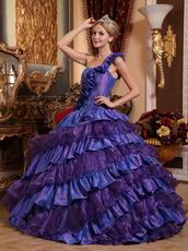 Wisteria And Purple Layers Skirt One Strap Quince Dress