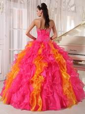 Hot Pink and Orange Ombre Quinceanera Dress Contrast Color