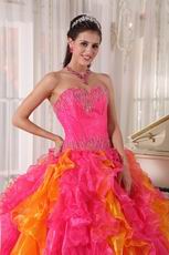 Hot Pink and Orange Ombre Quinceanera Dress Contrast Color