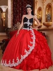 Black And Crimson Red Quinceanera Party Sweet 16 Girl Dress