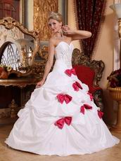 Deep Pink Bowknot Skirt White Quinceanera Dress 2014 Style