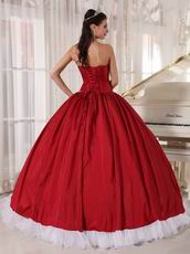 Wine Red Military Strapless Floor Length Ball Gown