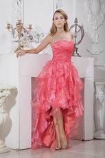 Inexpensive Cascade Skirt Pink Organza Cocktail Party Dress