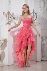 Inexpensive Cascade Skirt Pink Organza Cocktail Party Dress