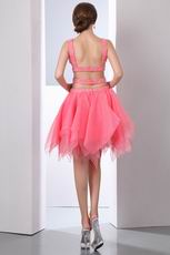 Straps Exposed Waist Pink Cocktail Party Dress For Sexy Girl