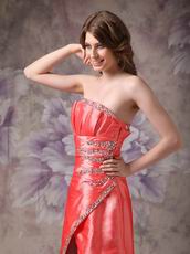 Strapless High Low Design Orange Red Special Occasion Dress