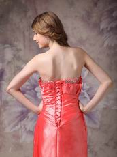 Strapless High Low Design Orange Red Special Occasion Dress