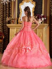 Stylish Watermelon Quinceanera Dress With Bowknot Design