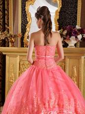 Stylish Watermelon Quinceanera Dress With Bowknot Design