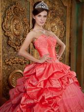 Embroidery Layers Skirt Quinceanera Ball Gown In Watermelon