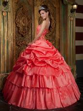 Watermelon Unique Layers Skirt Quinceanera Designer Dress