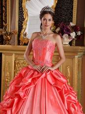 Side Bubble Coral Dress 2014 Winter Quinceanera Wear