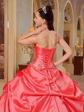 Coral Red And Hot Pink Quinceanera Dress With One Shoulder Skirt