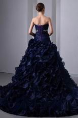 Layers Ruffles Skirt Navy Blue Ball Gown Quinceanera Dress