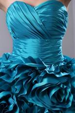 Gorgeous Teal Blue Taffeta Quinceanera Dress With Chapel Train